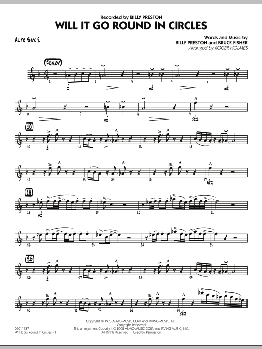 Download Roger Holmes Will It Go Round in Circles? - Alto Sax Sheet Music