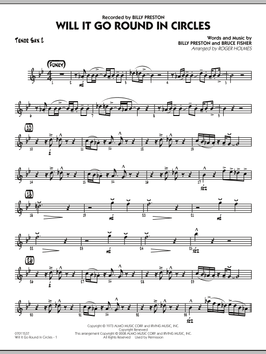Download Roger Holmes Will It Go Round in Circles? - Tenor Sa Sheet Music