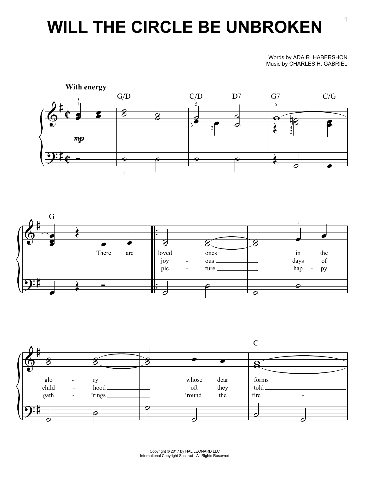 Download Charles H. Gabriel Will The Circle Be Unbroken Sheet Music
