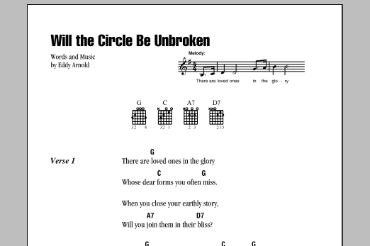 Download Johnny Cash Will The Circle Be Unbroken Sheet Music