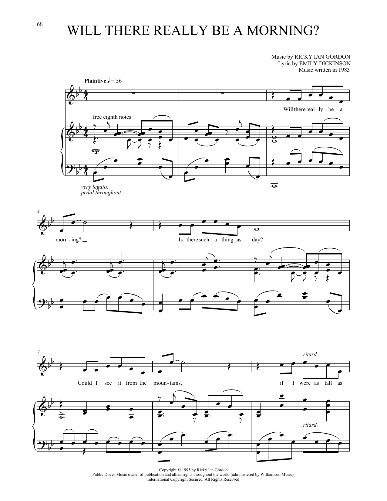 Download Ricky Ian Gordon Will There Really Be A Morning? Sheet Music