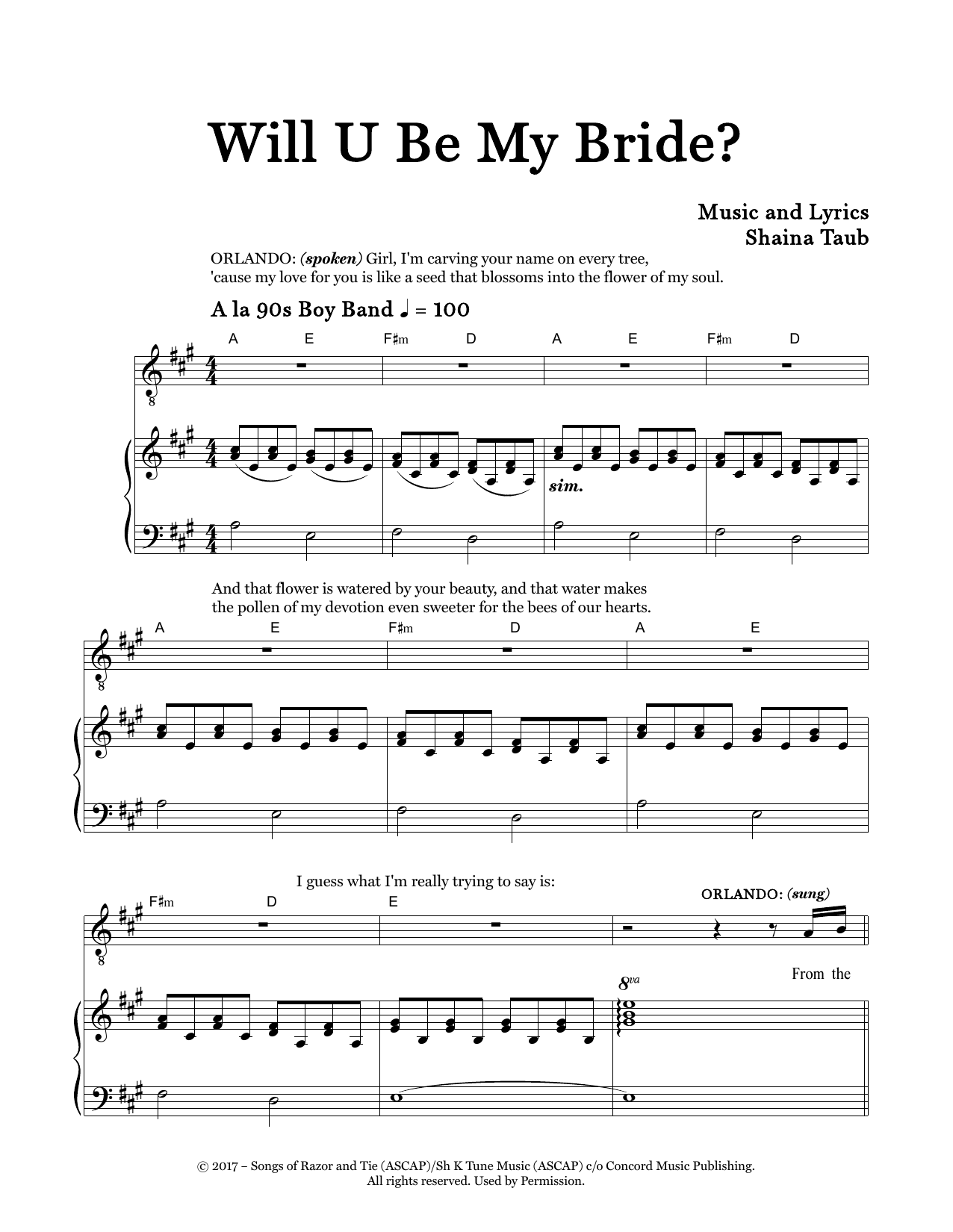 Download Shaina Taub Will U Be My Bride? (from As You Like I Sheet Music