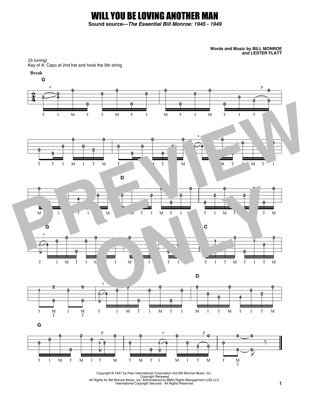 Download Earl Scruggs Will You Be Loving Another Man Sheet Music
