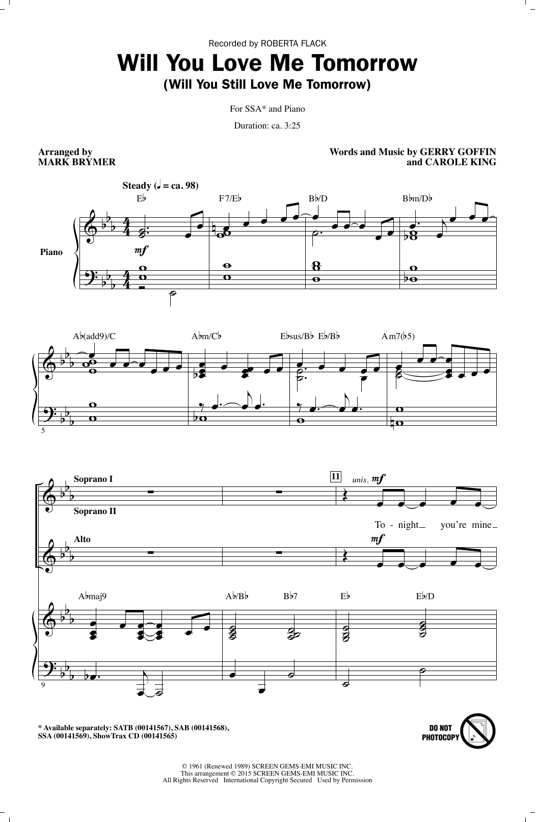 Download Roberta Flack Will You Love Me Tomorrow (Will You Sti Sheet Music