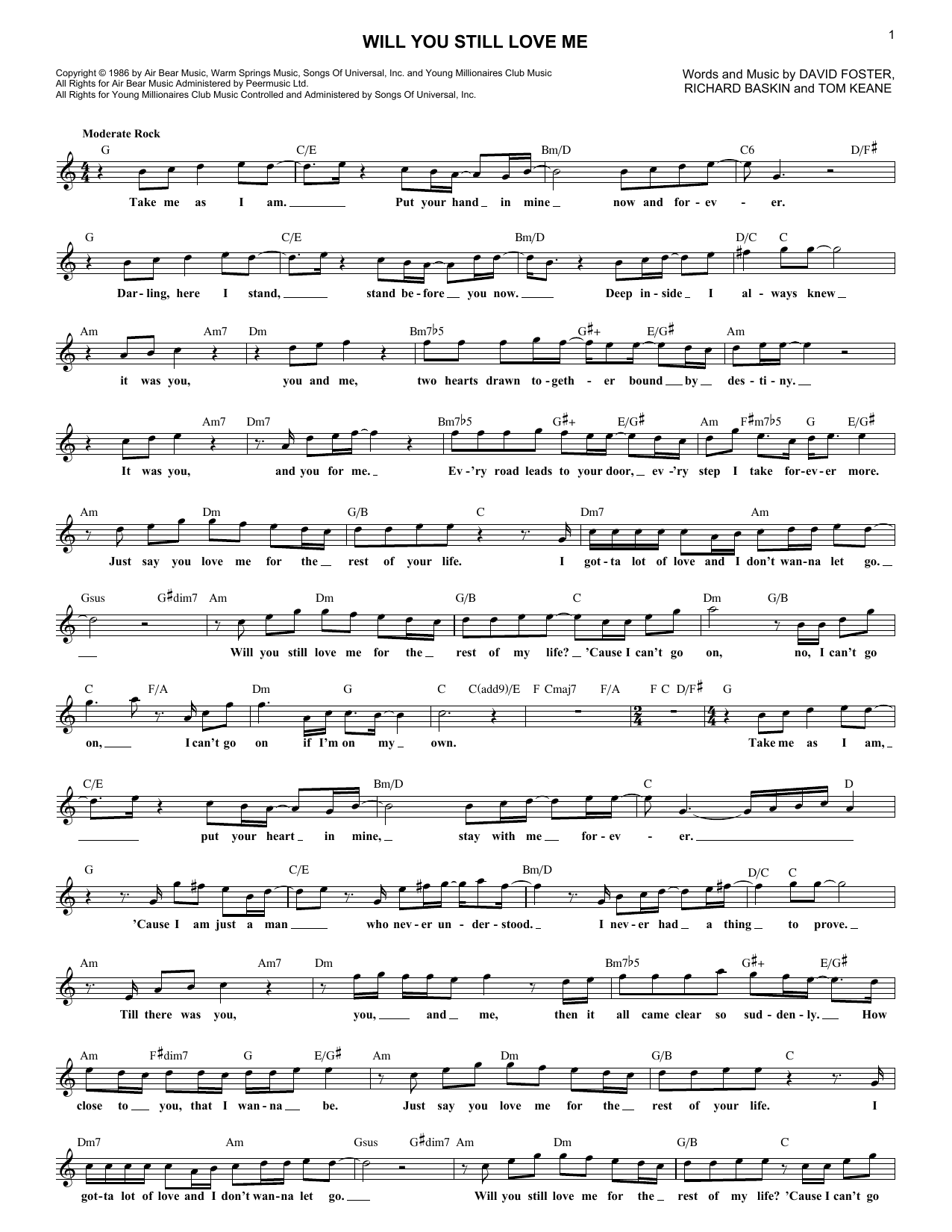 Download Chicago Will You Still Love Me Sheet Music