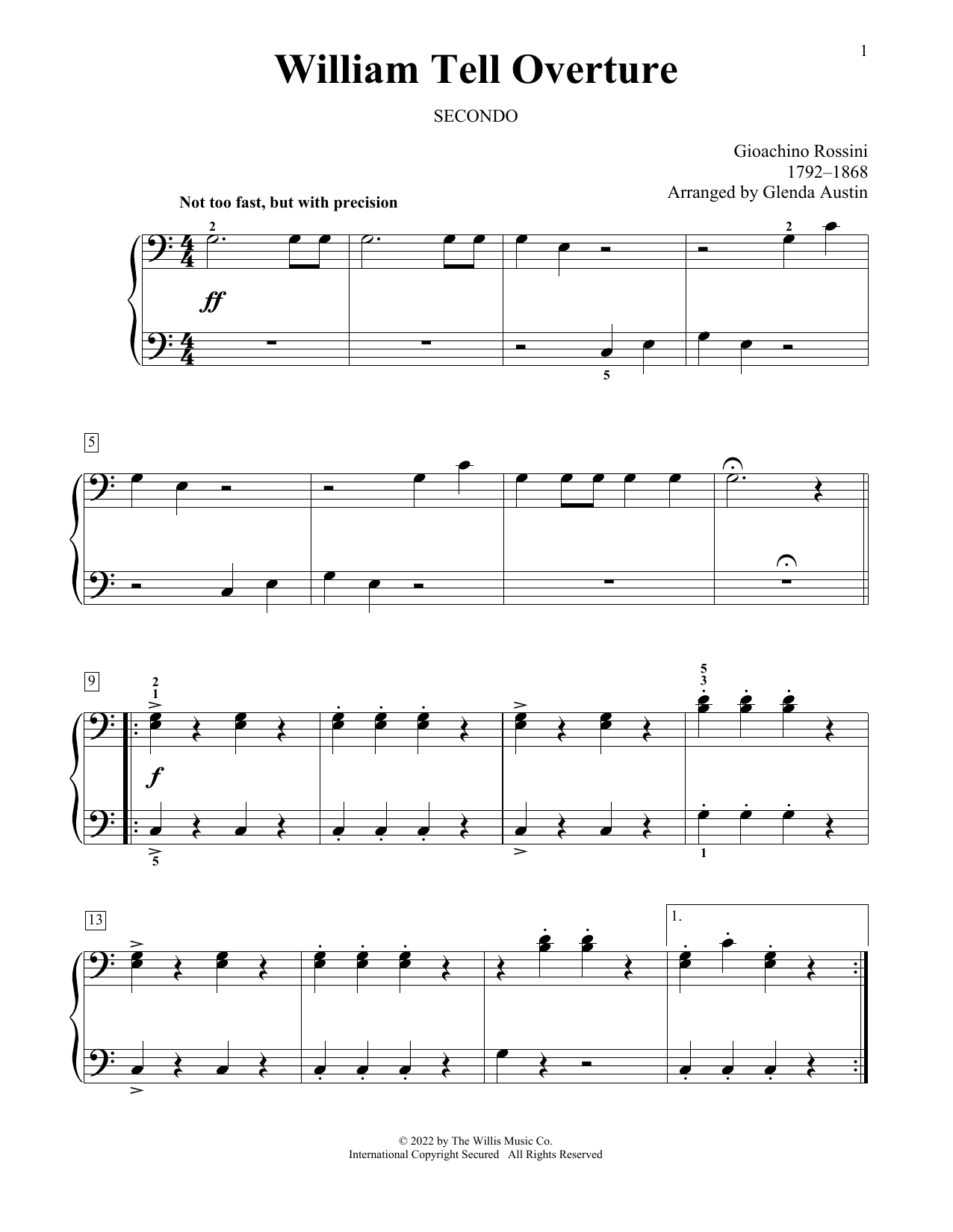 Download Gioachino Rossini William Tell Overture (arr. Glenda Aust Sheet Music