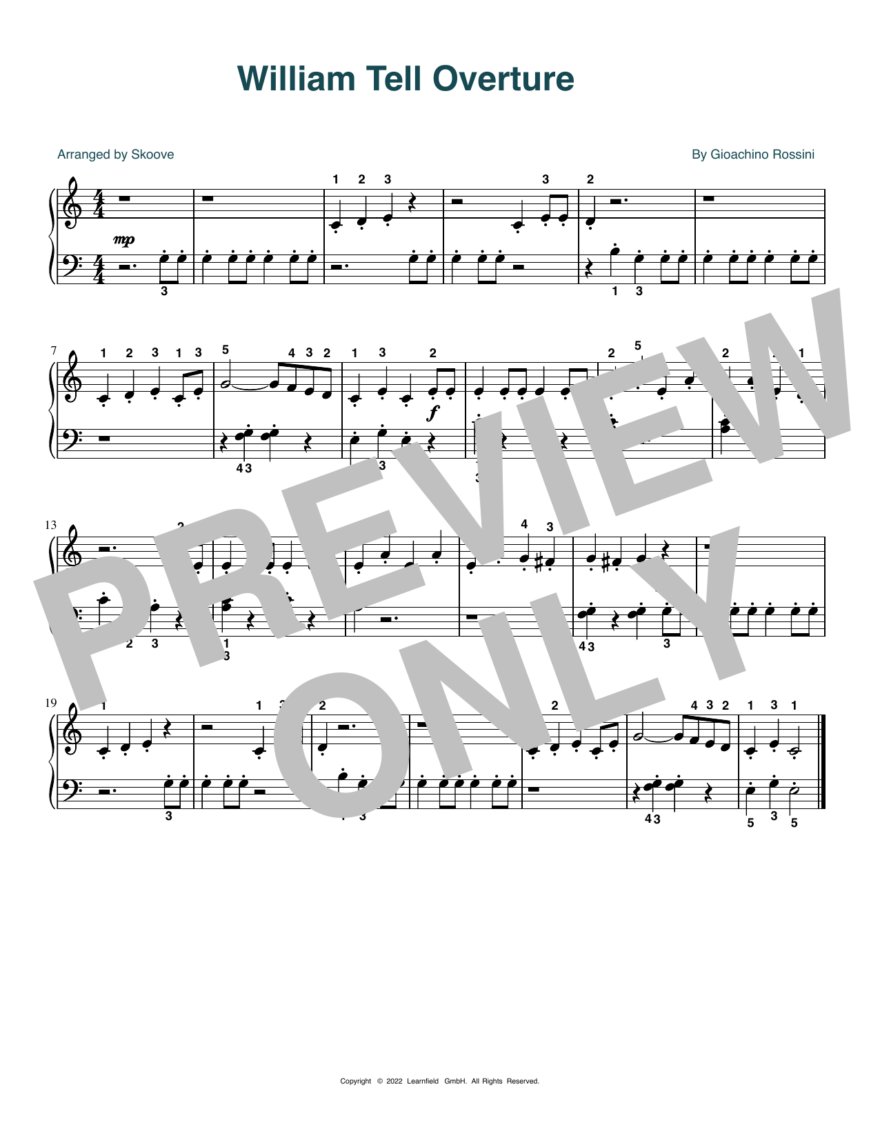 Download Gioachino Rossini William Tell Overture (arr. Skoove) Sheet Music