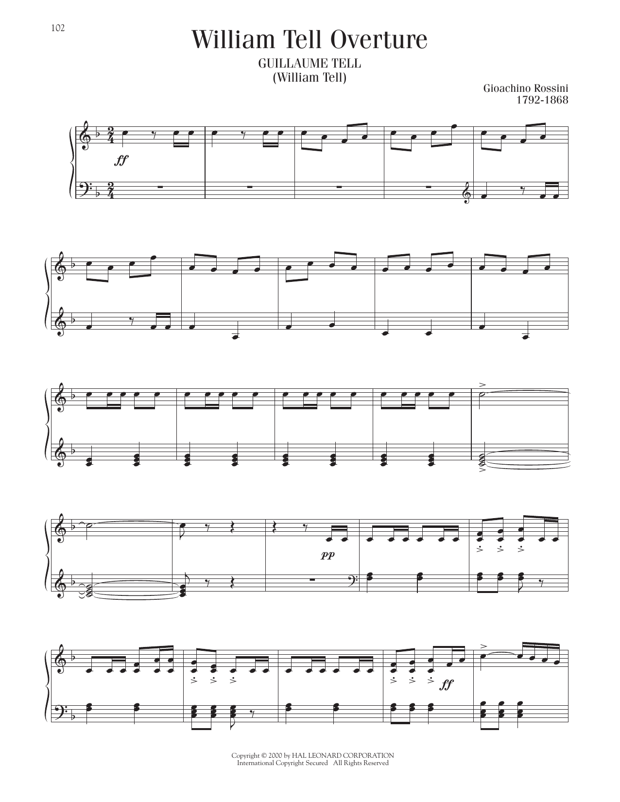 Gioachino Rossini William Tell Overture sheet music notes printable PDF score