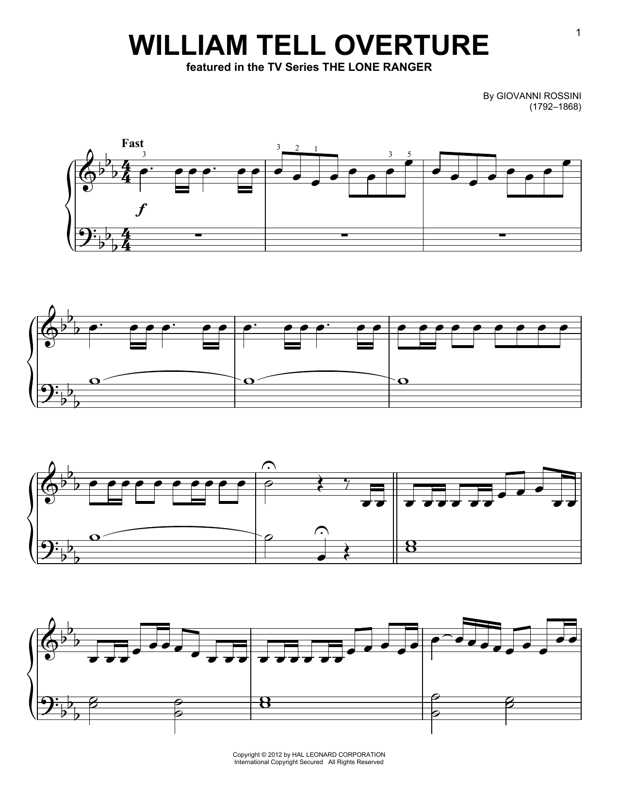 Download Gioachino Rossini William Tell Overture Sheet Music