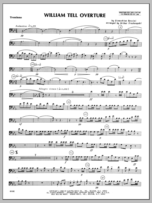Download Arthur Frackenpohl William Tell Overture - Trombone Sheet Music