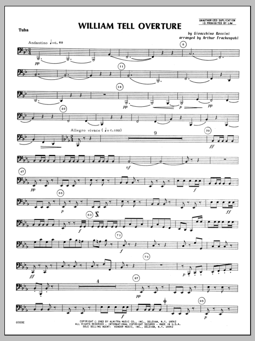 Download Arthur Frackenpohl William Tell Overture - Tuba Sheet Music