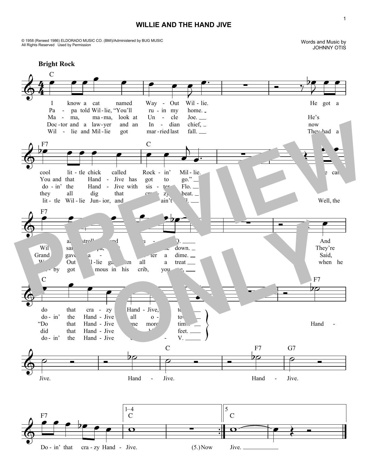 Download Eric Clapton Willie And The Hand Jive Sheet Music