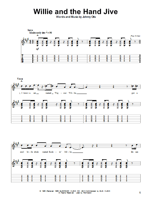 Download Eric Clapton Willie And The Hand Jive Sheet Music