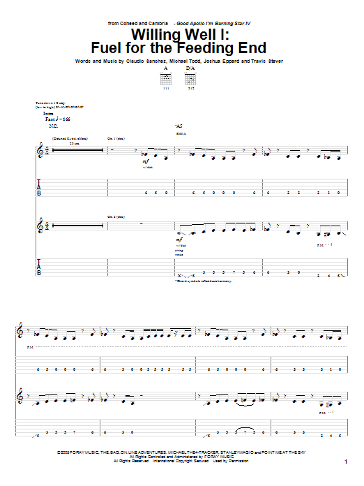 Download Coheed And Cambria Willing Well I: Fuel For The Feeding En Sheet Music