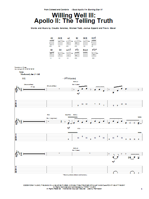 Download Coheed And Cambria Willing Well III: Apollo II: The Tellin Sheet Music