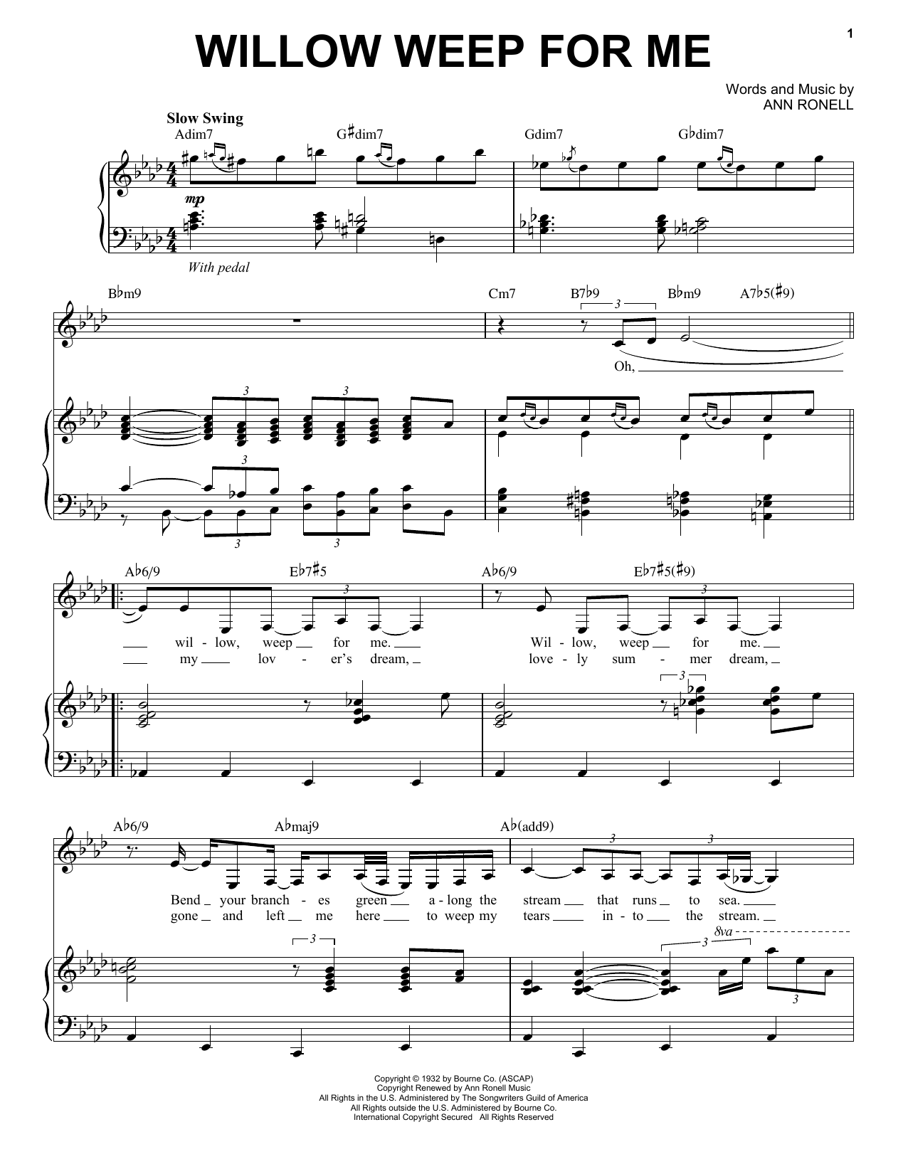 Download Nina Simone Willow Weep For Me Sheet Music