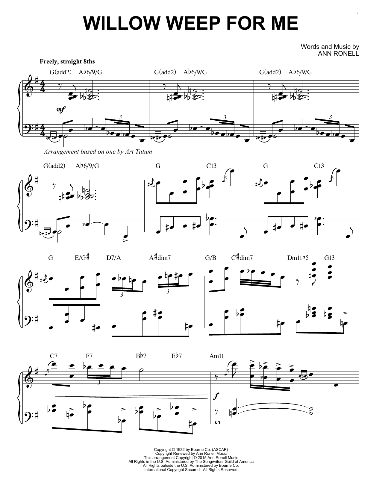 Download Chad & Jeremy Willow Weep For Me [Stride version] (ar Sheet Music