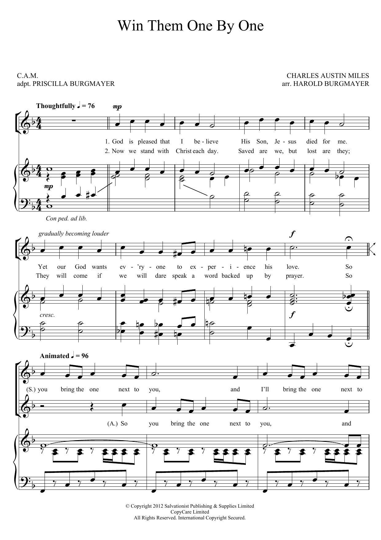 Download The Salvation Army Win Them One By One Sheet Music