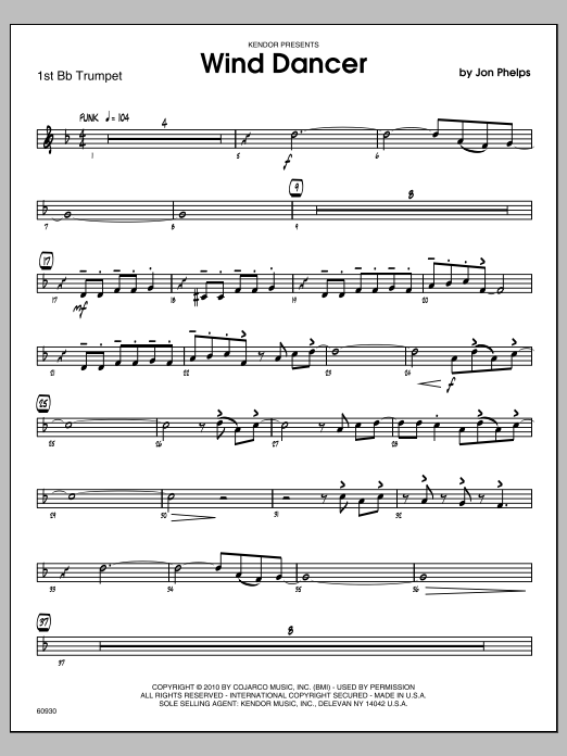 Download Phelps Wind Dancer - 1st Bb Trumpet Sheet Music
