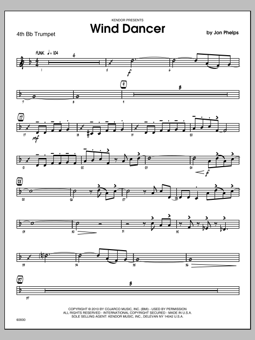 Download Phelps Wind Dancer - 4th Bb Trumpet Sheet Music