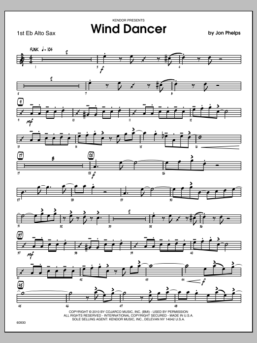 Download Phelps Wind Dancer - Alto Sax 1 Sheet Music