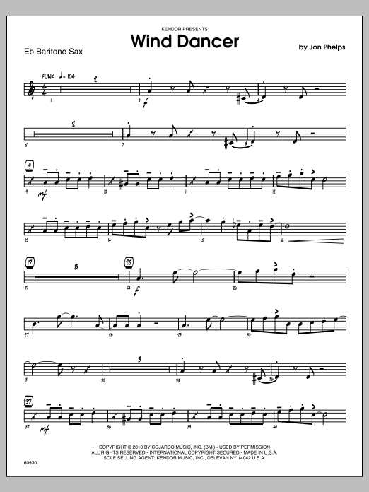 Download Phelps Wind Dancer - Baritone Sax Sheet Music