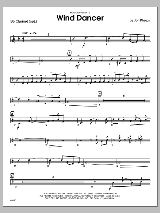 Download Phelps Wind Dancer - Bb Clarinet Sheet Music