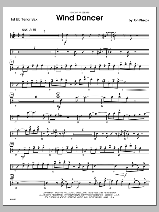 Download Phelps Wind Dancer - Tenor Sax 1 Sheet Music
