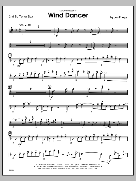 Download Phelps Wind Dancer - Tenor Sax 2 Sheet Music