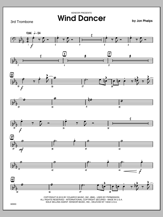 Download Phelps Wind Dancer - Trombone 3 Sheet Music