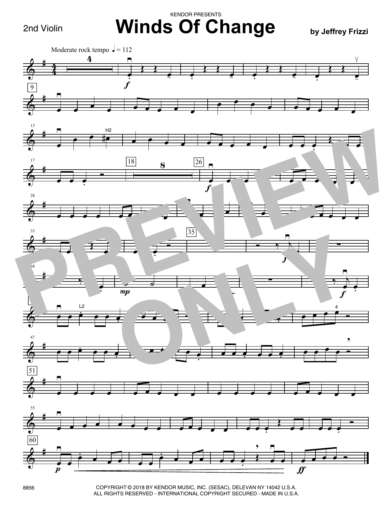 Download Jeffrey Frizzi Winds of Change - 2nd Violin Sheet Music