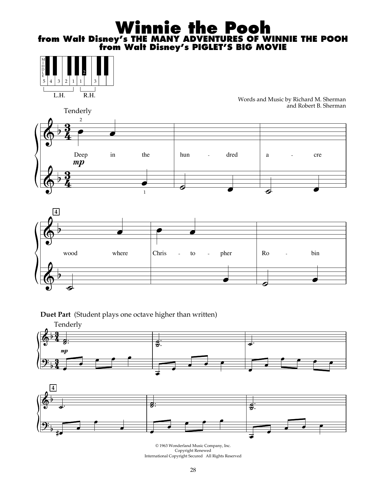 Download Sherman Brothers Winnie The Pooh (from The Many Adventur Sheet Music