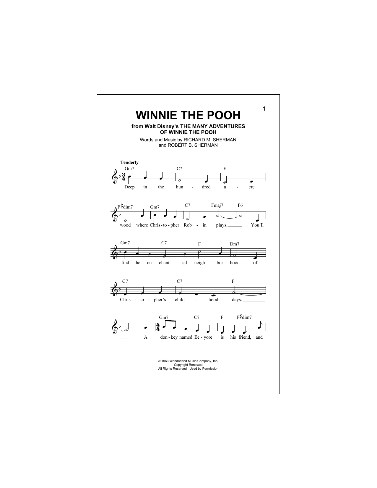 Download Robert B. Sherman Winnie The Pooh Sheet Music
