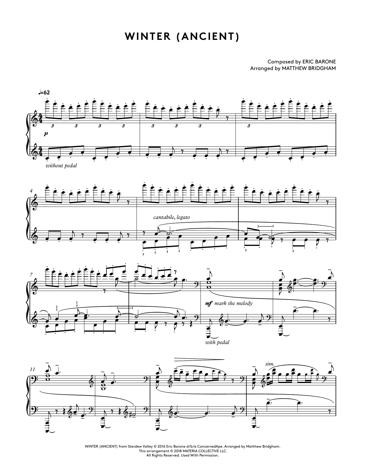 Download Eric Barone Winter (Ancient) (from Stardew Valley P Sheet Music