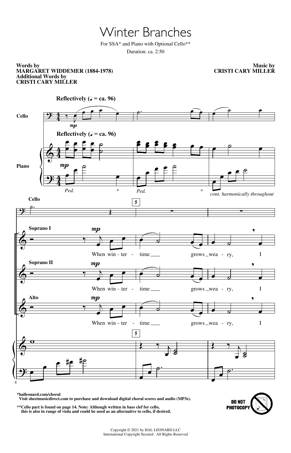 Download Margaret Widdemer and Cristi Cary Mi Winter Branches Sheet Music
