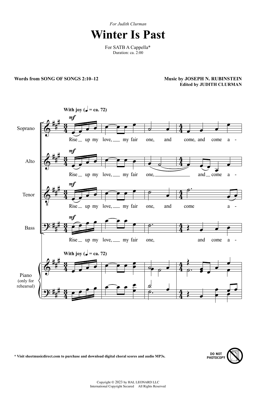 Download Joseph N. Rubinstein Winter Is Past Sheet Music
