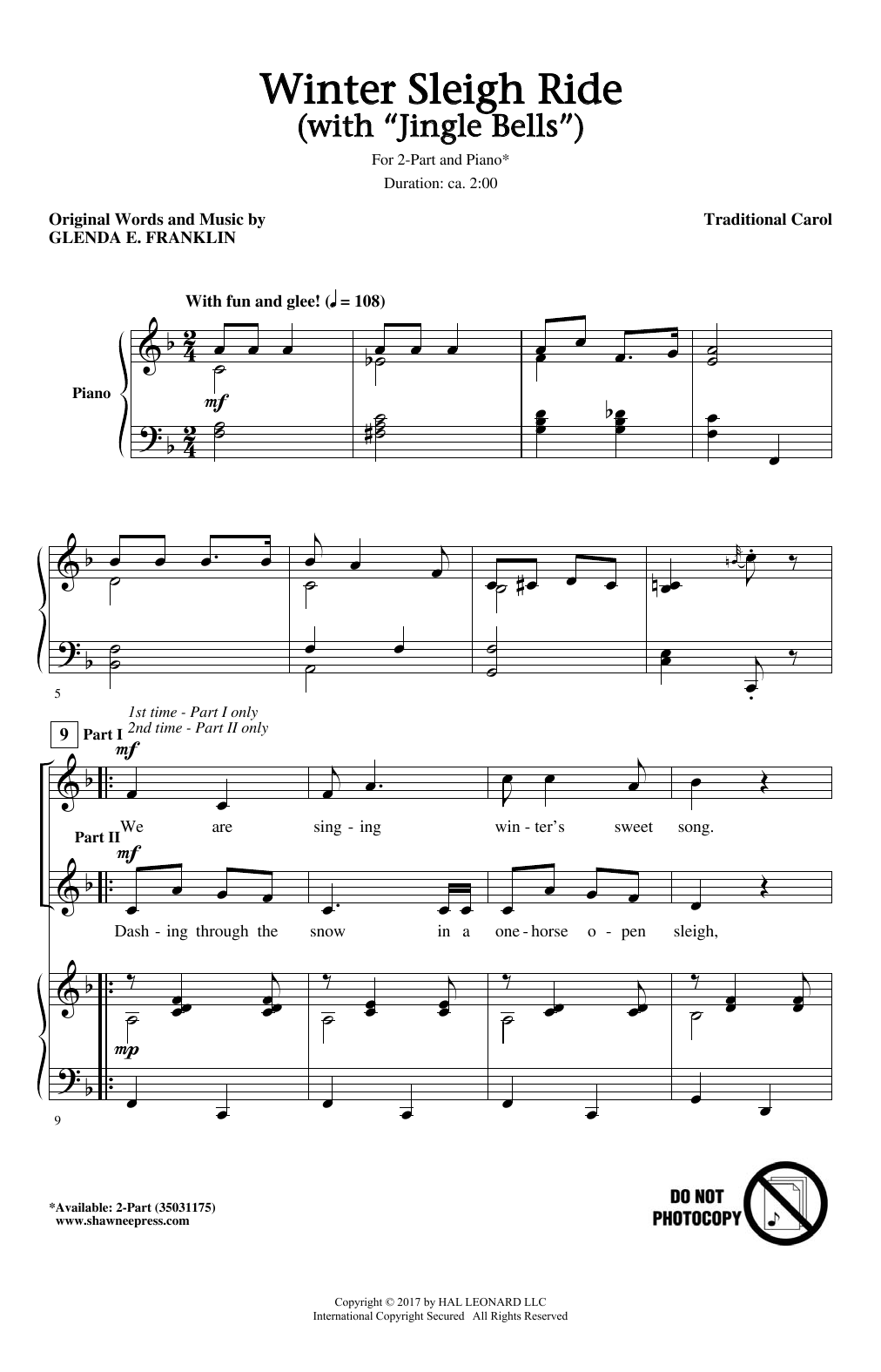 Download Glenda E. Franklin Winter Sleigh Ride (With Jingle Bells) Sheet Music