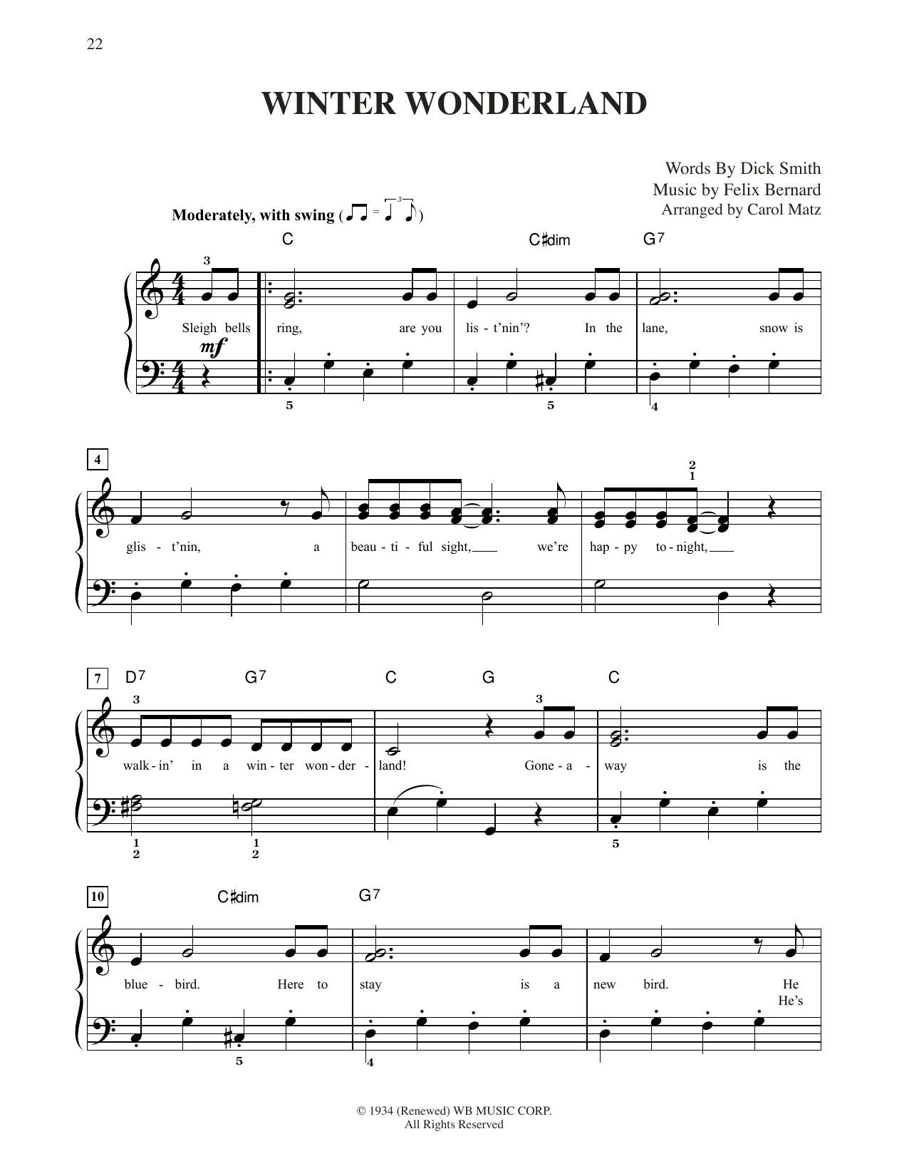 Download Felix Bernard Winter Wonderland (arr. Carol Matz) Sheet Music