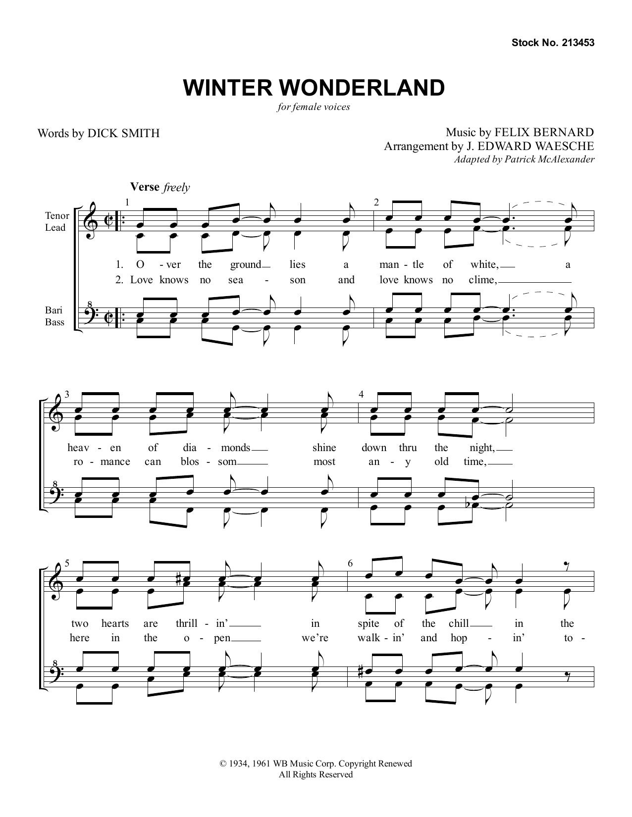 Download Dick Smith & Felix Bernard Winter Wonderland (arr. Ed Waesche) Sheet Music