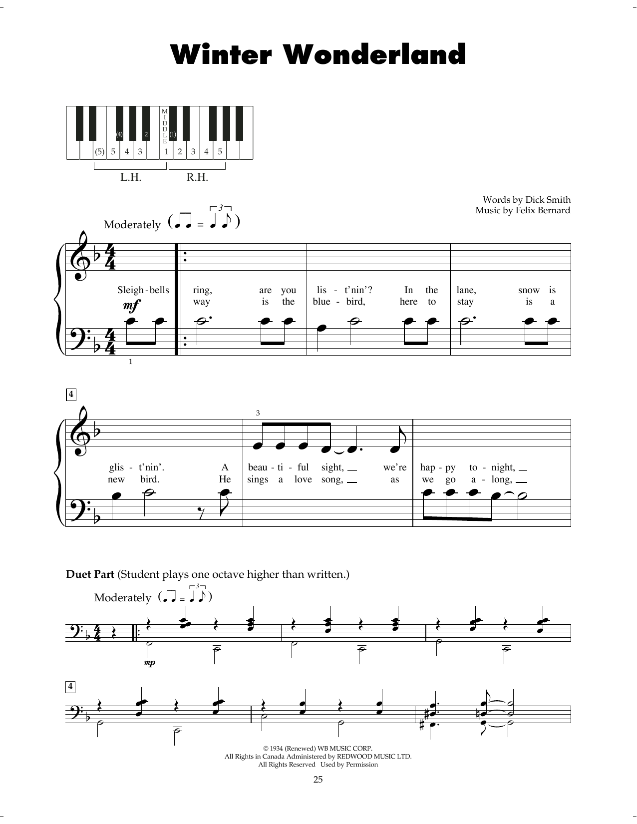 Felix Bernard Winter Wonderland sheet music notes printable PDF score