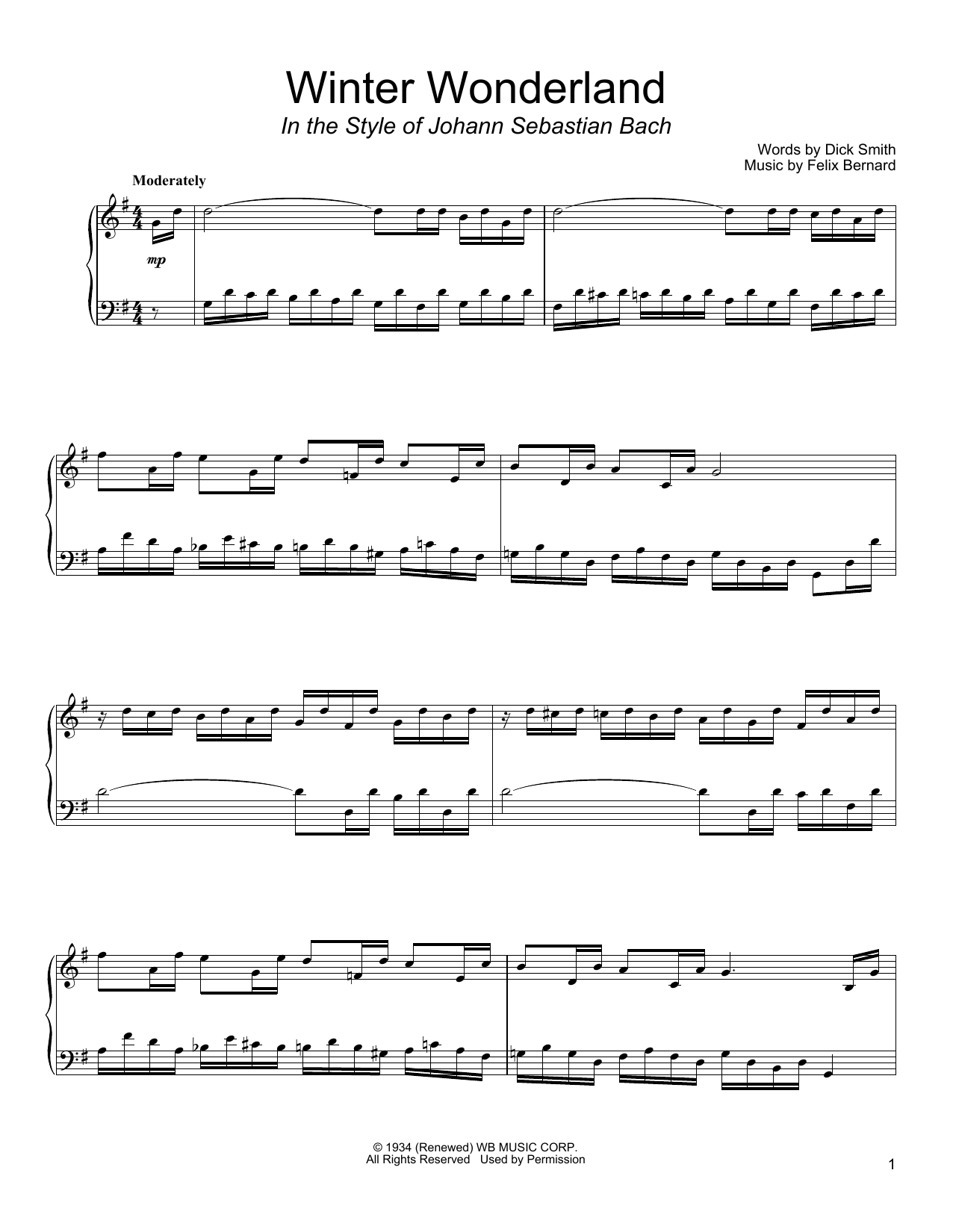 Download Dick Smith Winter Wonderland (in the style of J.S. Sheet Music