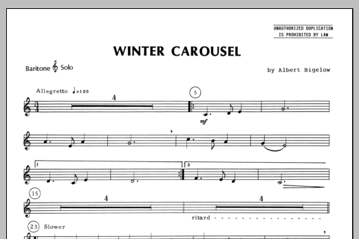 Download Bigelow Winter Carousel - Baritone T.C. Sheet Music