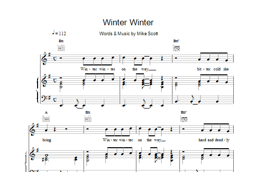 Waterboys Winter Winter sheet music notes printable PDF score