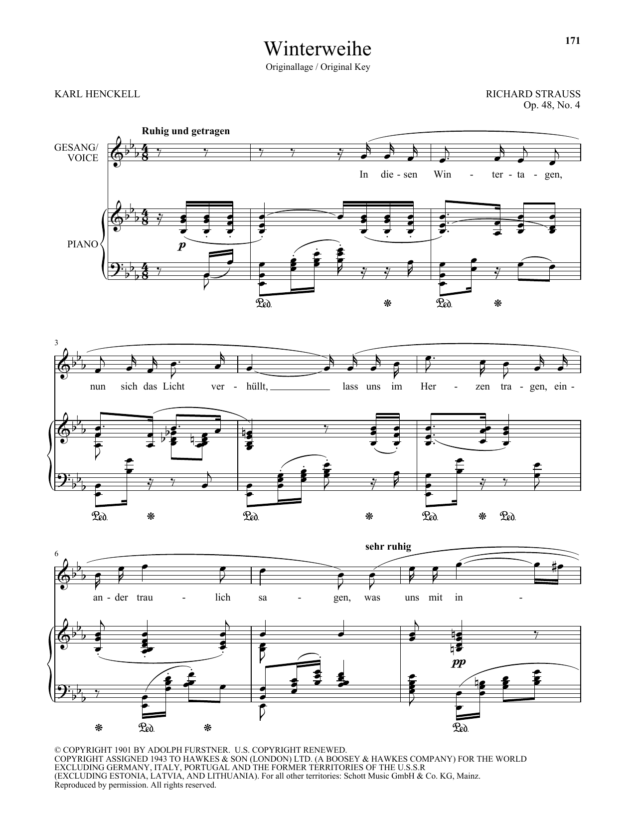 Download Richard Strauss Winterweihe (High Voice) Sheet Music