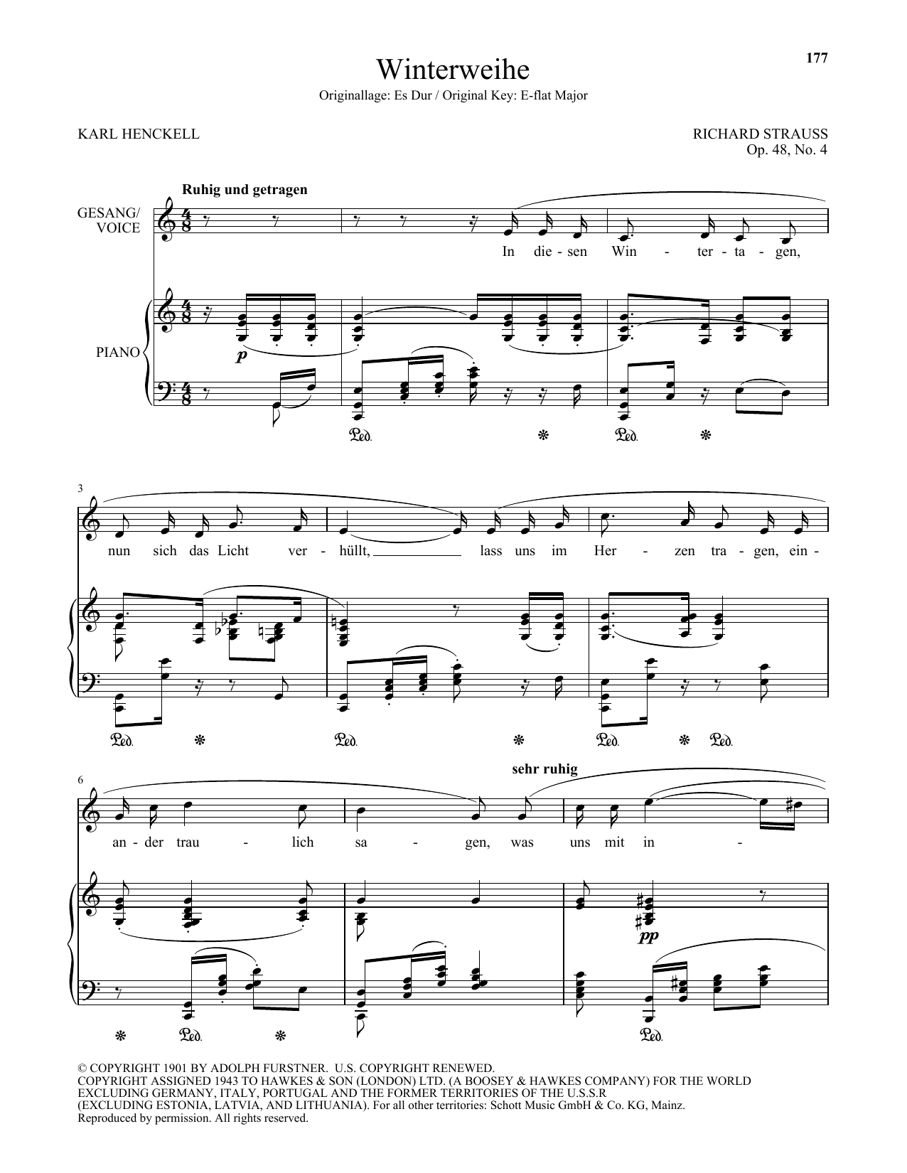 Download Richard Strauss Winterweihe (Low Voice) Sheet Music