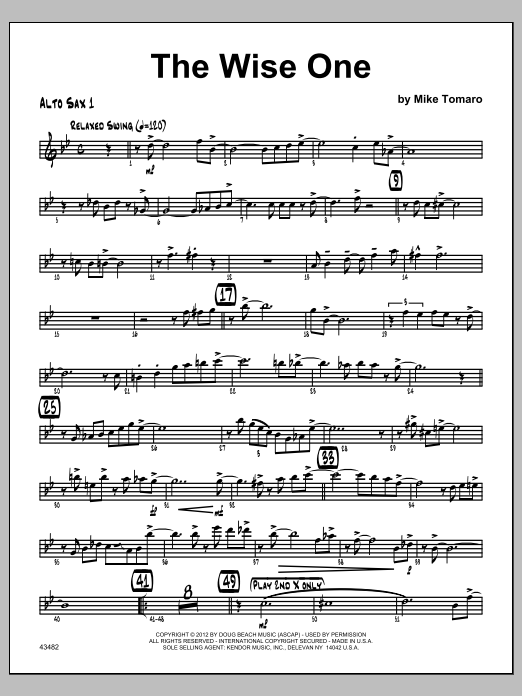 Download Tomaro Wise One, The - Alto Sax 1 Sheet Music
