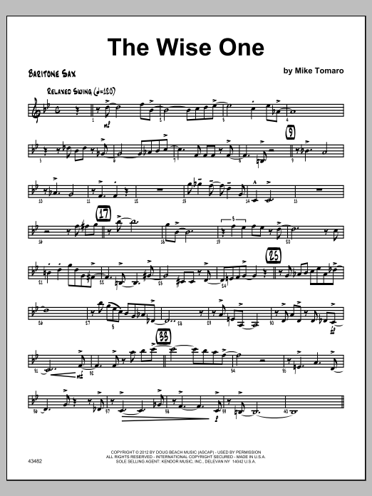 Download Tomaro Wise One, The - Baritone Sax Sheet Music