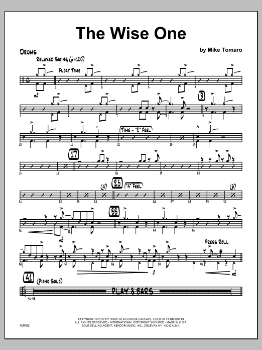 Download Tomaro Wise One, The - Drums Sheet Music