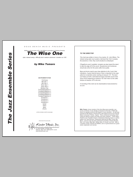 Download Tomaro Wise One, The - Full Score Sheet Music