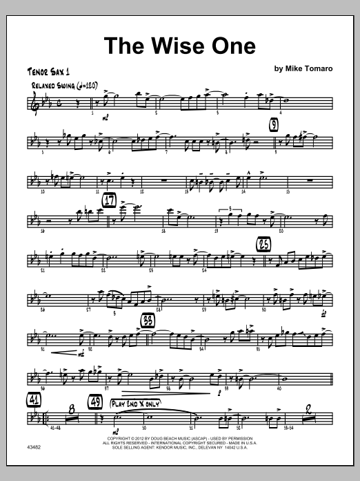 Download Tomaro Wise One, The - Tenor Sax 1 Sheet Music